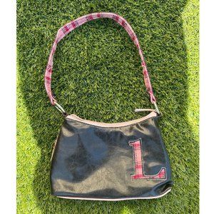 "L" monogrammed black and pink plaid mini y2k purse $10
